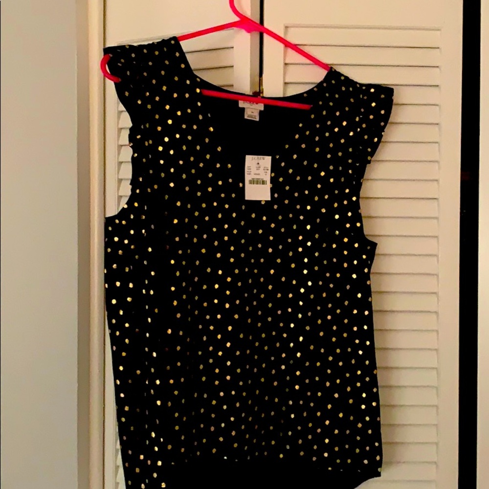 Sleeves black and gold v-neck blouse